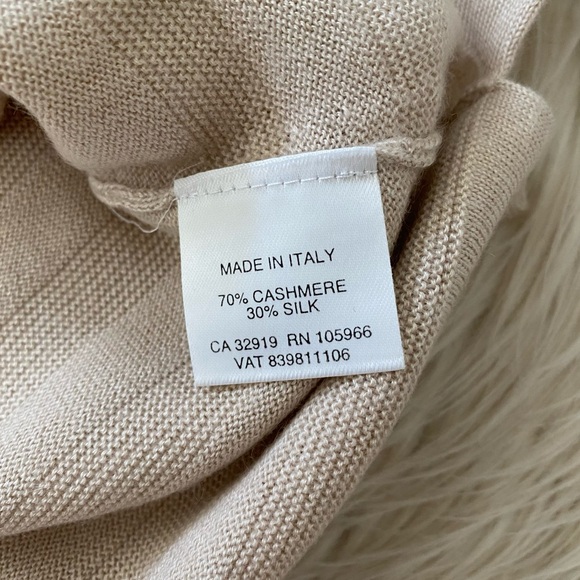 Marlowe Italy Cashmere Silk Beige Tan Taupe Crewneck Ribbed Long Sleeve Sweater - Picture 9 of 9